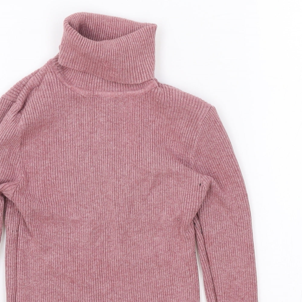 SheIn Womens Pink Roll Neck Elastane Pullover Jumper Size L