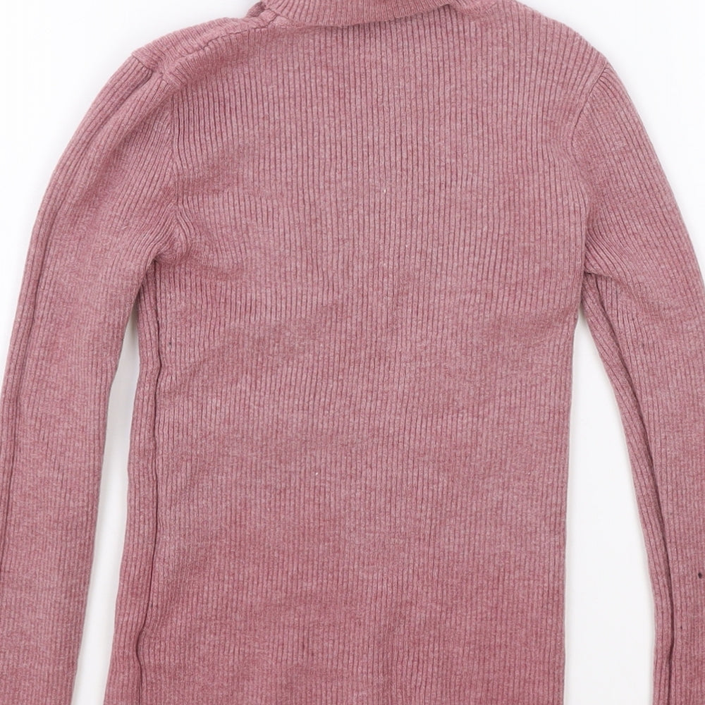 SheIn Womens Pink Roll Neck Elastane Pullover Jumper Size L