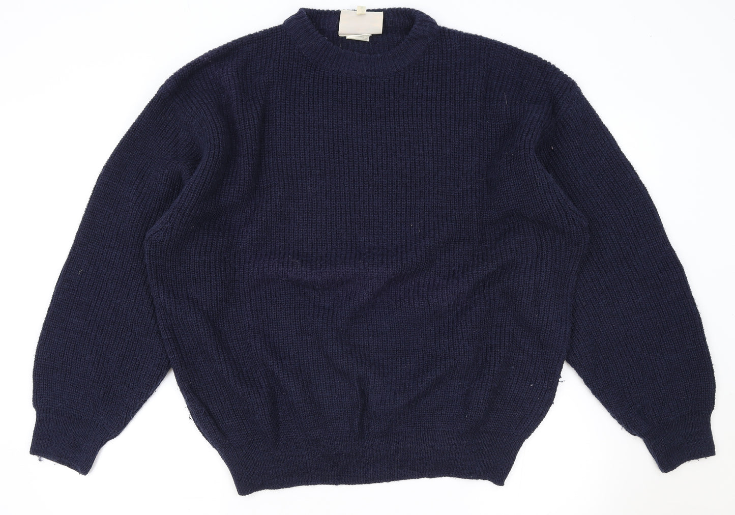 Springfield Womens Blue Round Neck Acrylic Pullover Jumper Size L