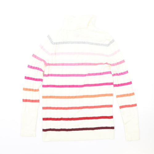 Talbots Womens Ivory Roll Neck Striped Nylon Pullover Jumper Size S