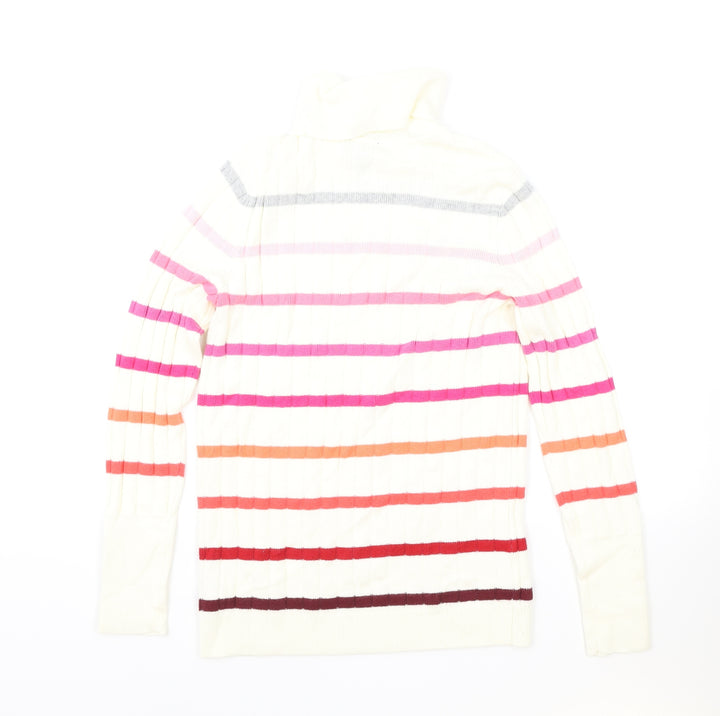 Talbots Womens Ivory Roll Neck Striped Nylon Pullover Jumper Size S