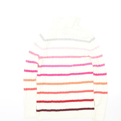 Talbots Womens Ivory Roll Neck Striped Nylon Pullover Jumper Size S