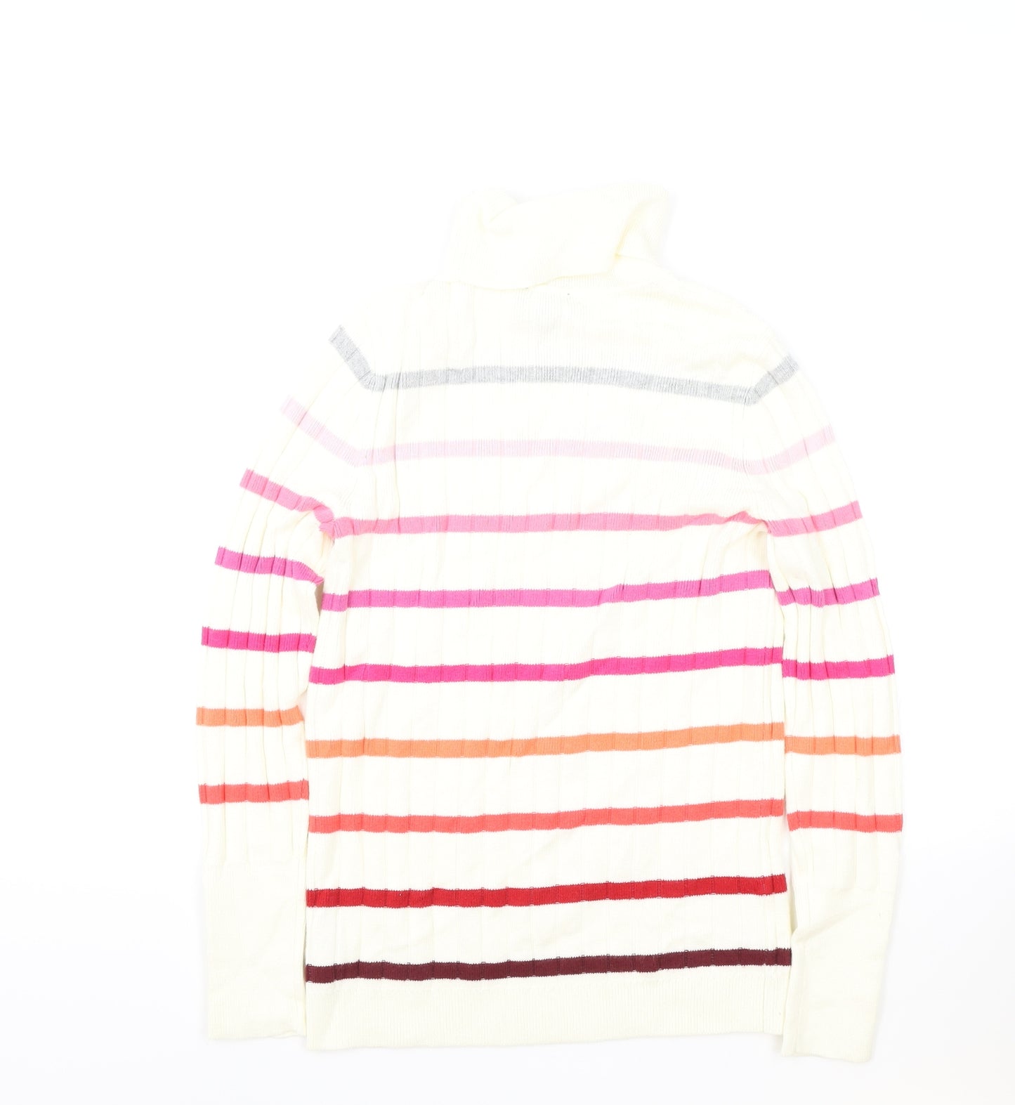 Talbots Womens Ivory Roll Neck Striped Nylon Pullover Jumper Size S