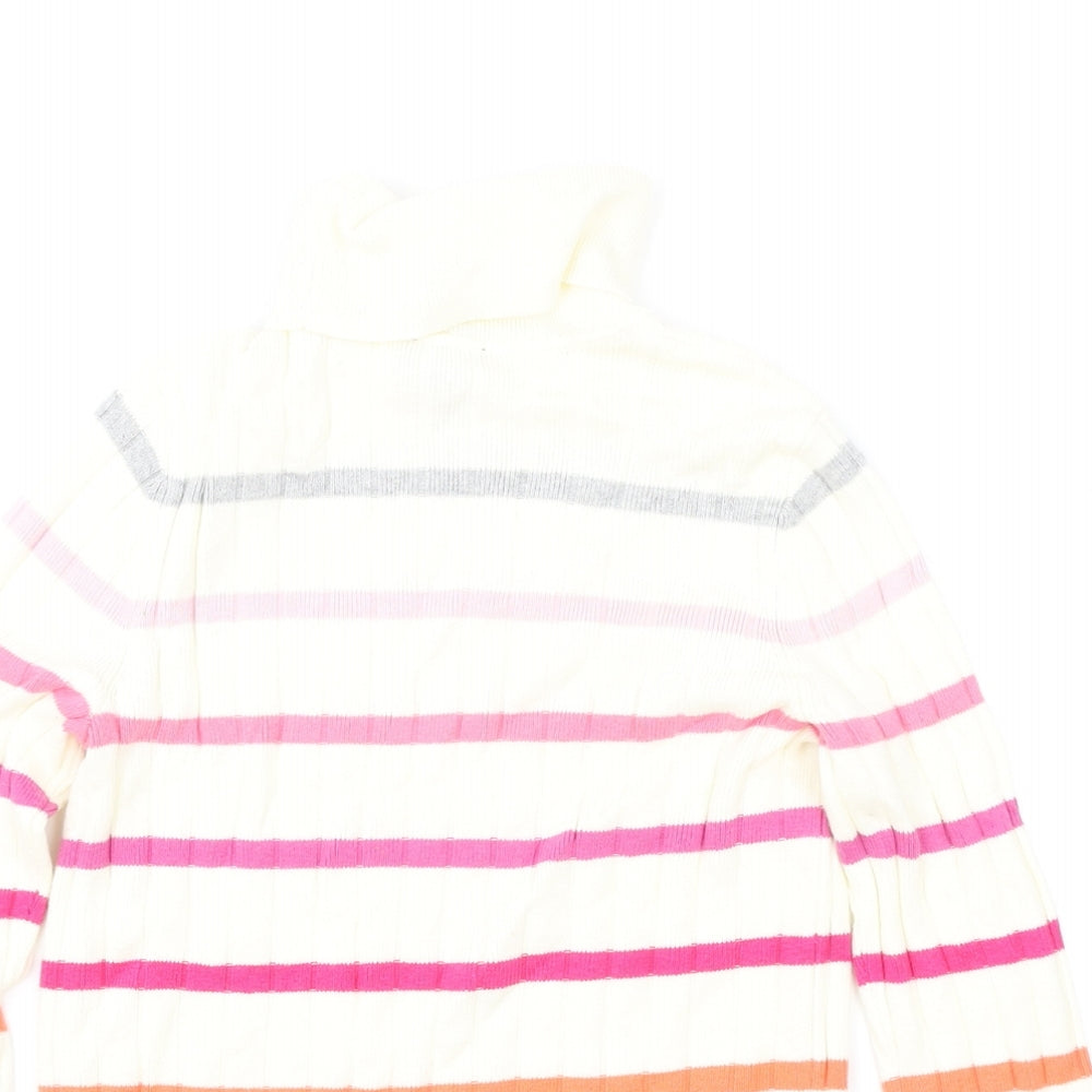 Talbots Womens Ivory Roll Neck Striped Nylon Pullover Jumper Size S