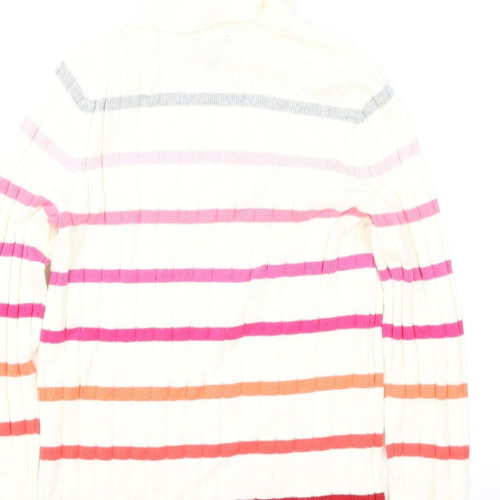Talbots Womens Ivory Roll Neck Striped Nylon Pullover Jumper Size S