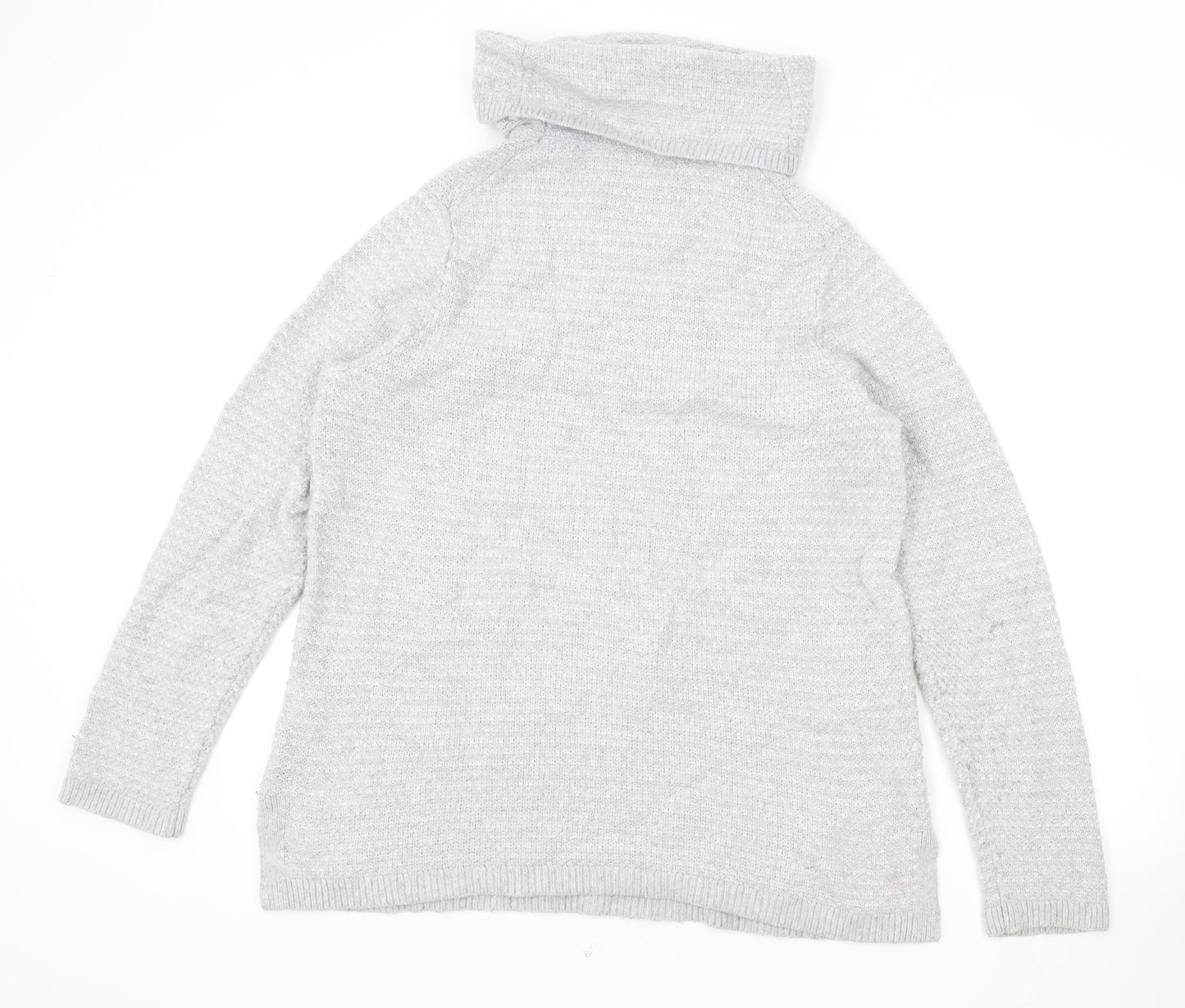Lands End Womens Grey Roll Neck Cotton Pullover Jumper Size L
