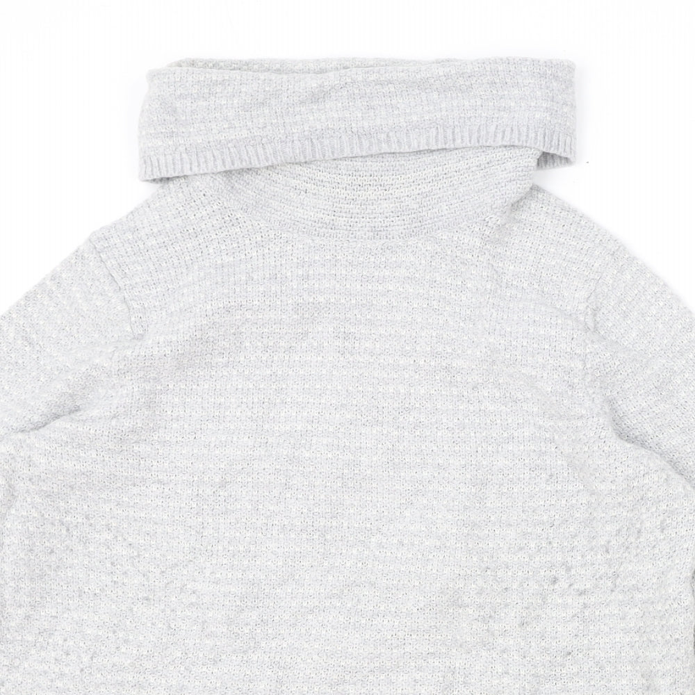 Lands End Womens Grey Roll Neck Cotton Pullover Jumper Size L