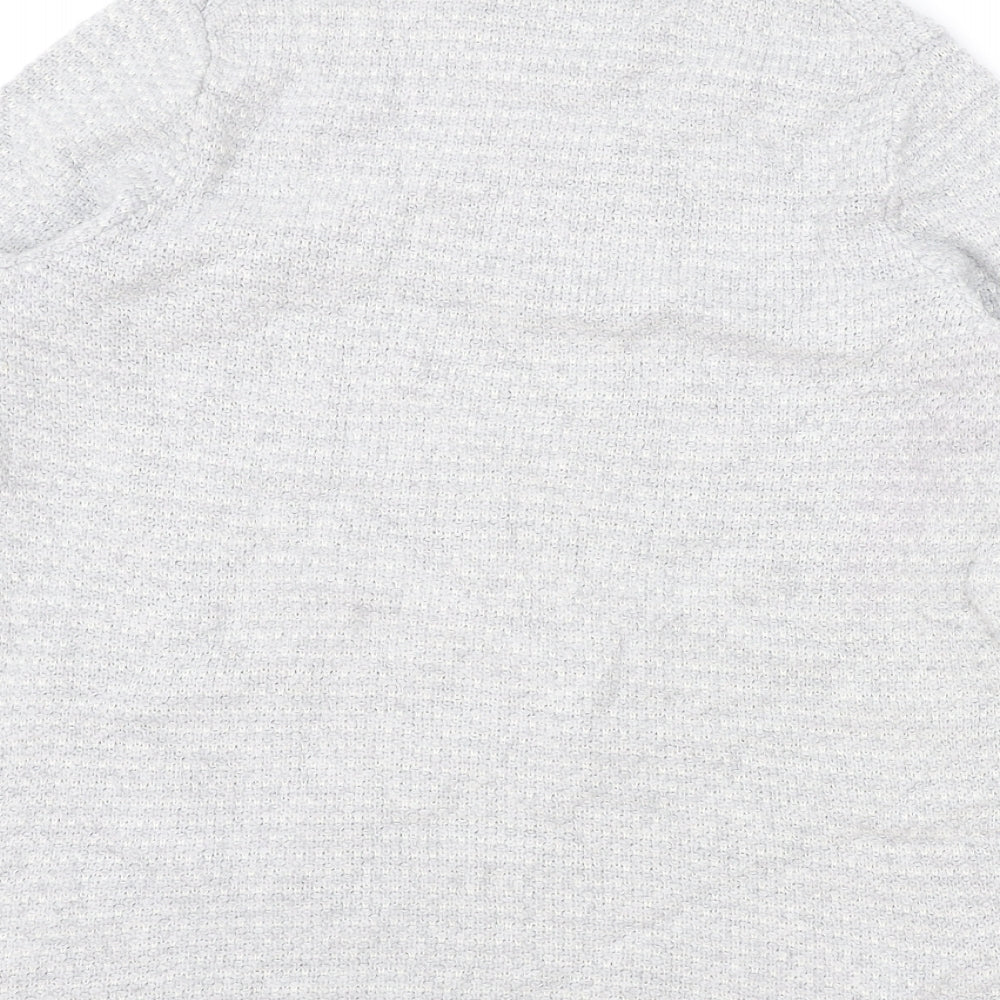 Lands End Womens Grey Roll Neck Cotton Pullover Jumper Size L