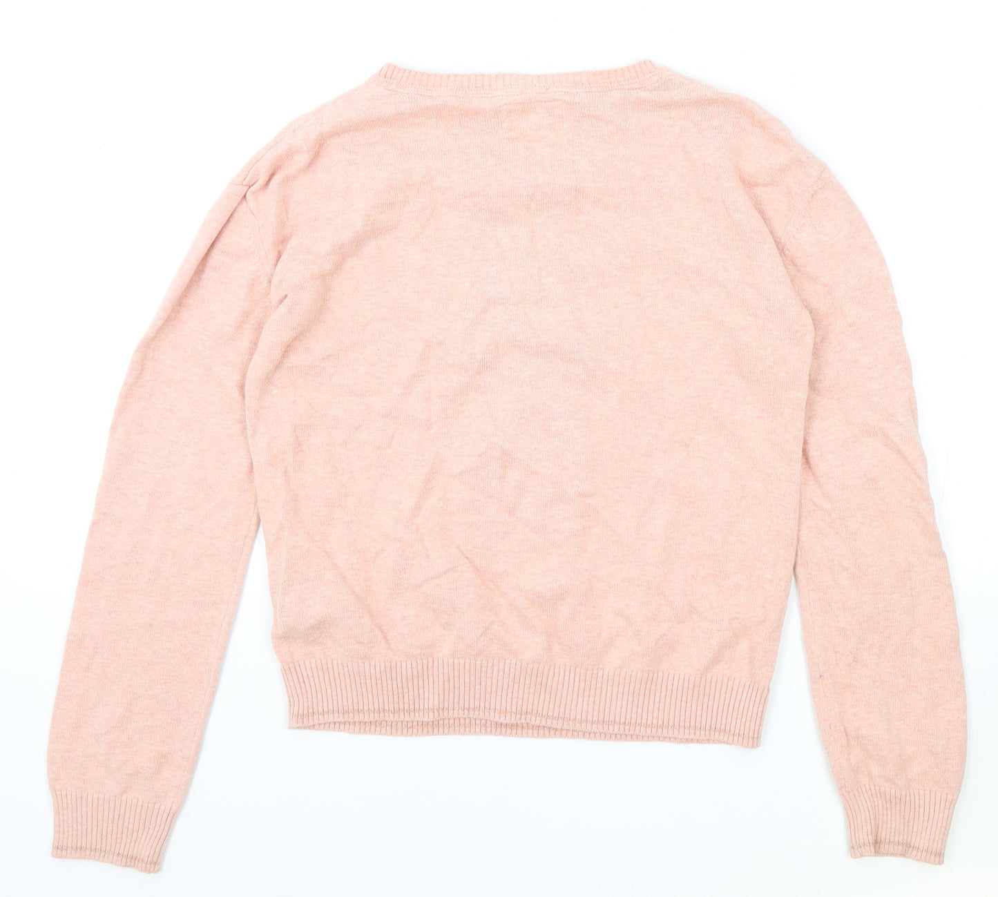 Marks and Spencer Girls Pink Round Neck Cotton Pullover Jumper Size 11-12 Years Pullover - Pineapple