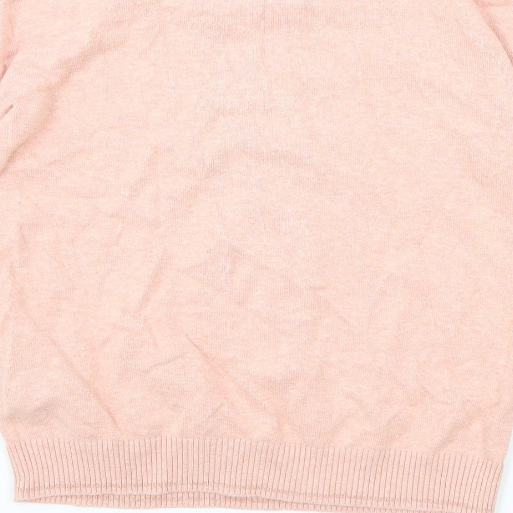 Marks and Spencer Girls Pink Round Neck Cotton Pullover Jumper Size 11-12 Years Pullover - Pineapple