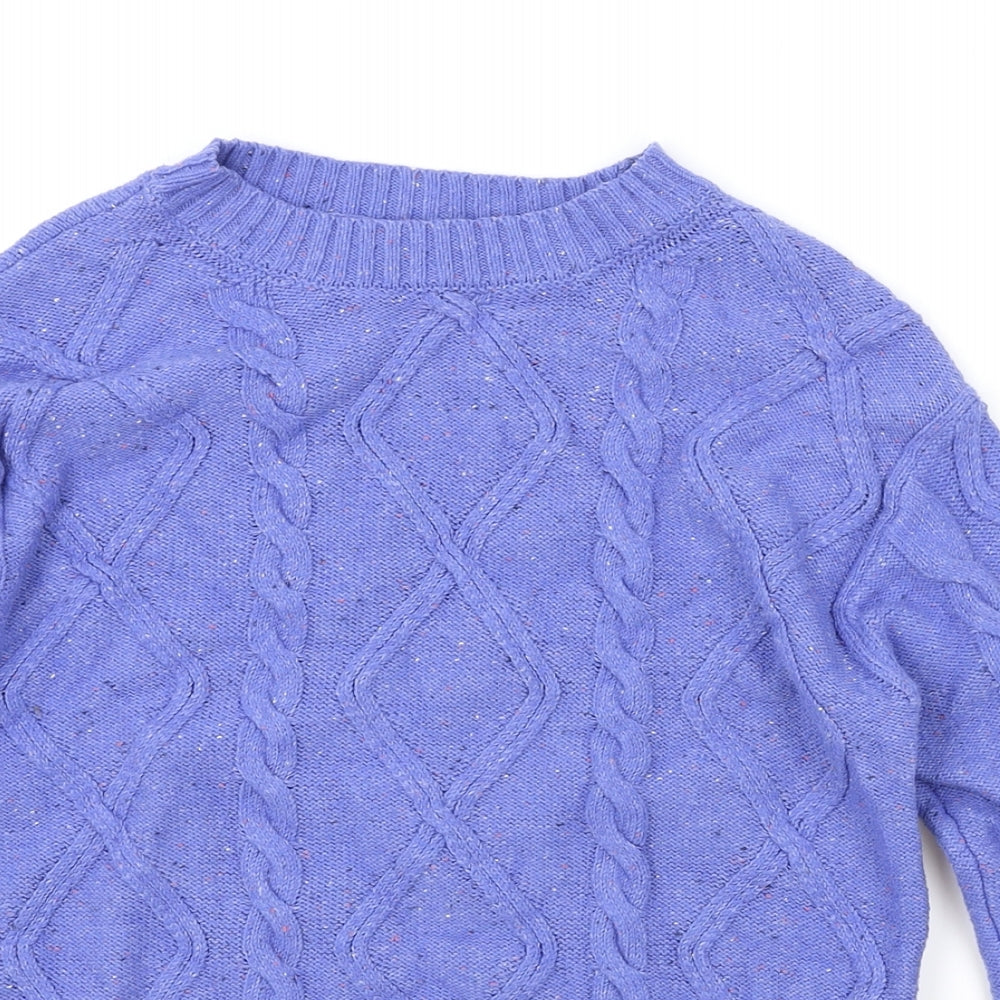 Marks and Spencer Womens Blue Round Neck Acrylic Pullover Jumper Size S