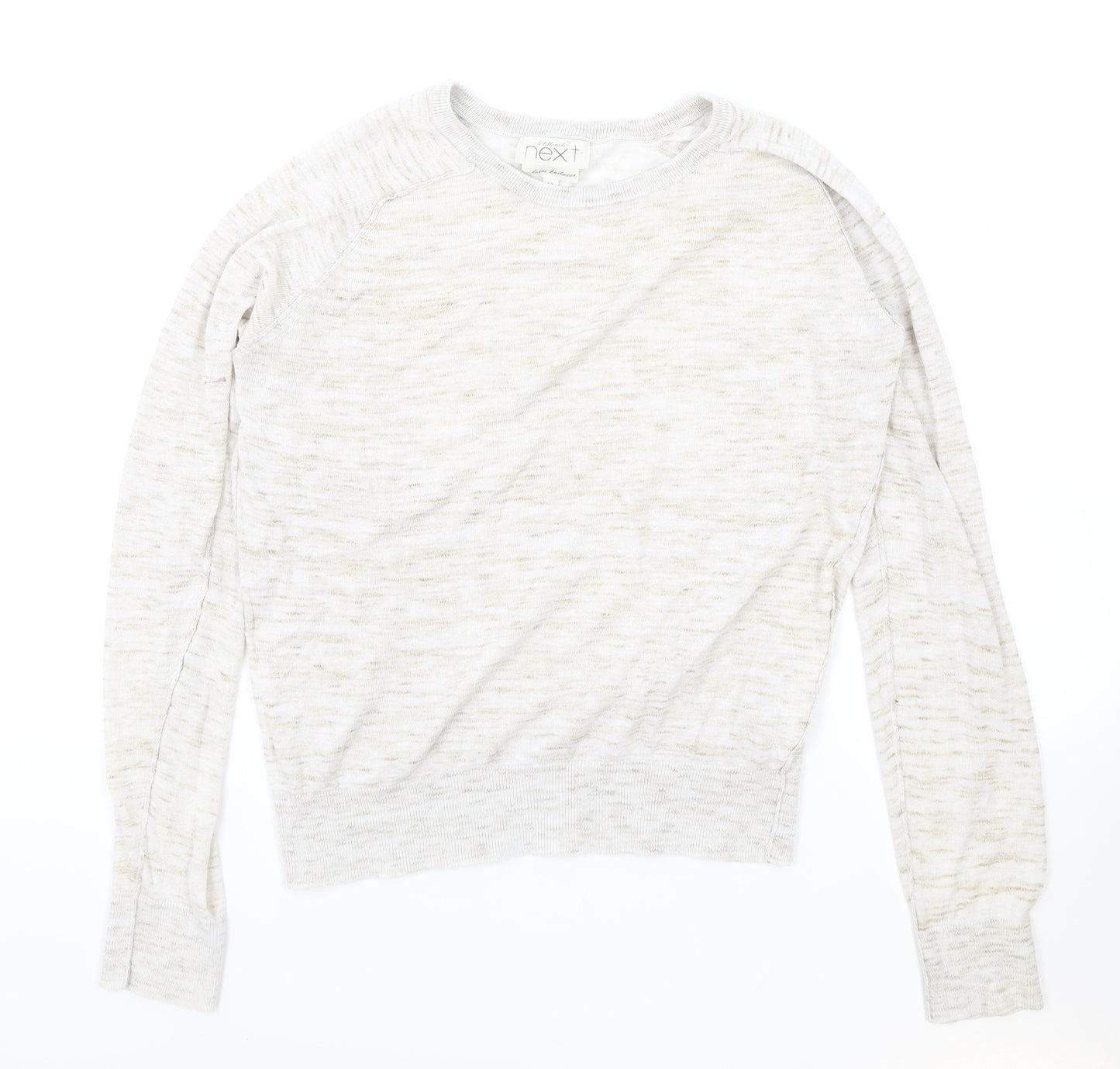 NEXT Womens Beige Round Neck Cotton Pullover Jumper Size 12