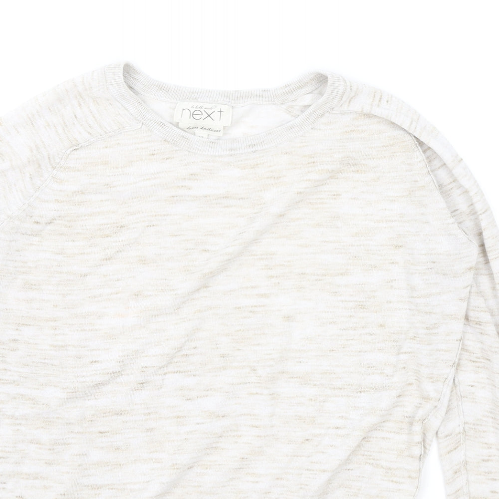 NEXT Womens Beige Round Neck Cotton Pullover Jumper Size 12