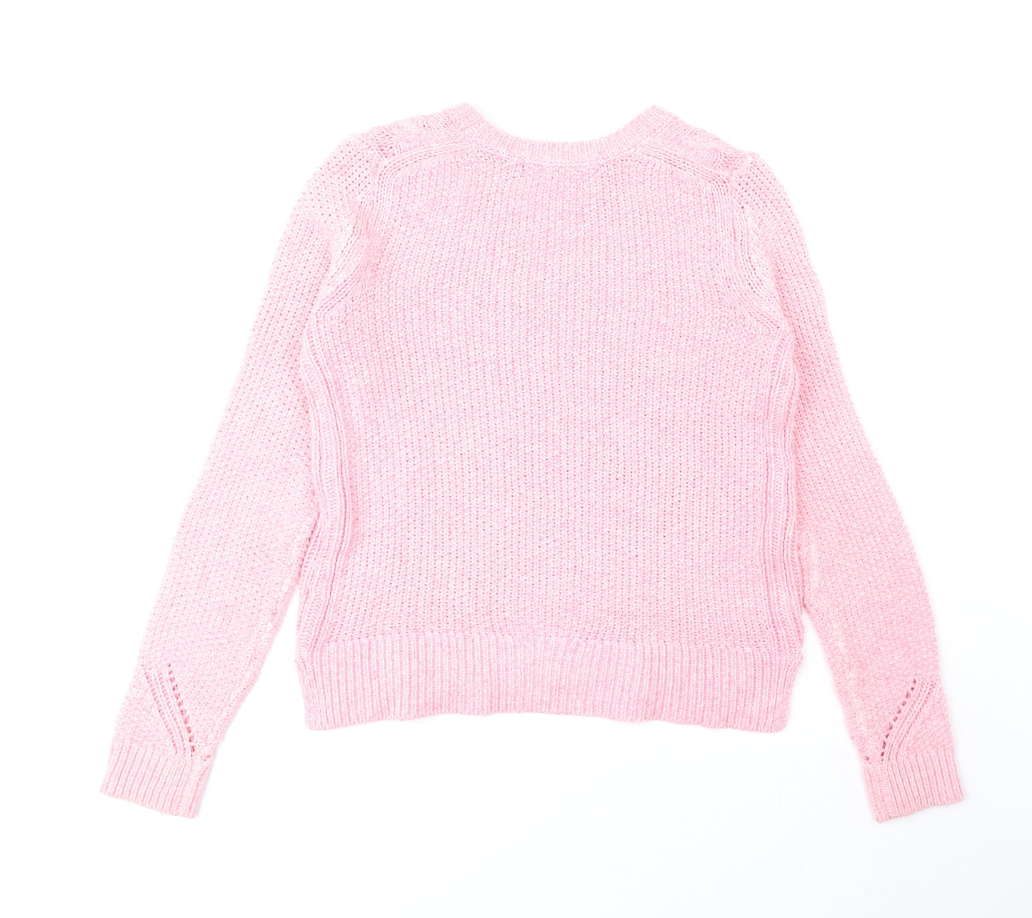 Marks and Spencer Womens Pink Round Neck Cotton Pullover Jumper Size 8