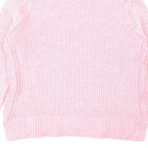 Marks and Spencer Womens Pink Round Neck Cotton Pullover Jumper Size 8