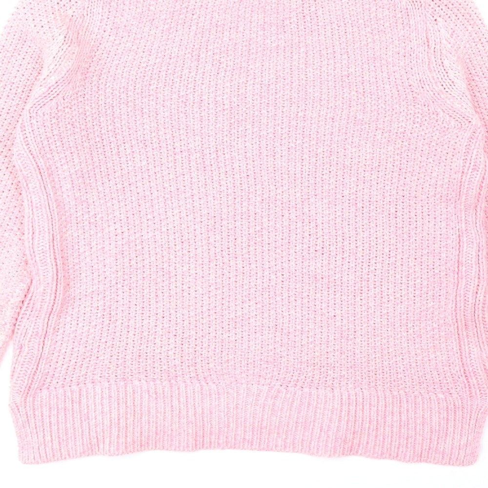 Marks and Spencer Womens Pink Round Neck Cotton Pullover Jumper Size 8