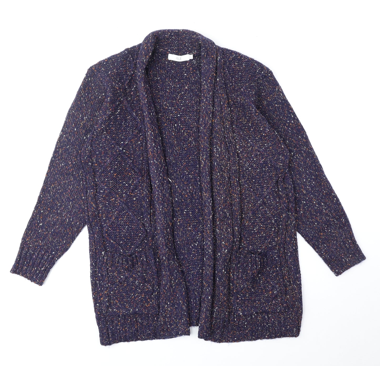 ISLE Womens Blue V-Neck Polyester Cardigan Jumper Size 14