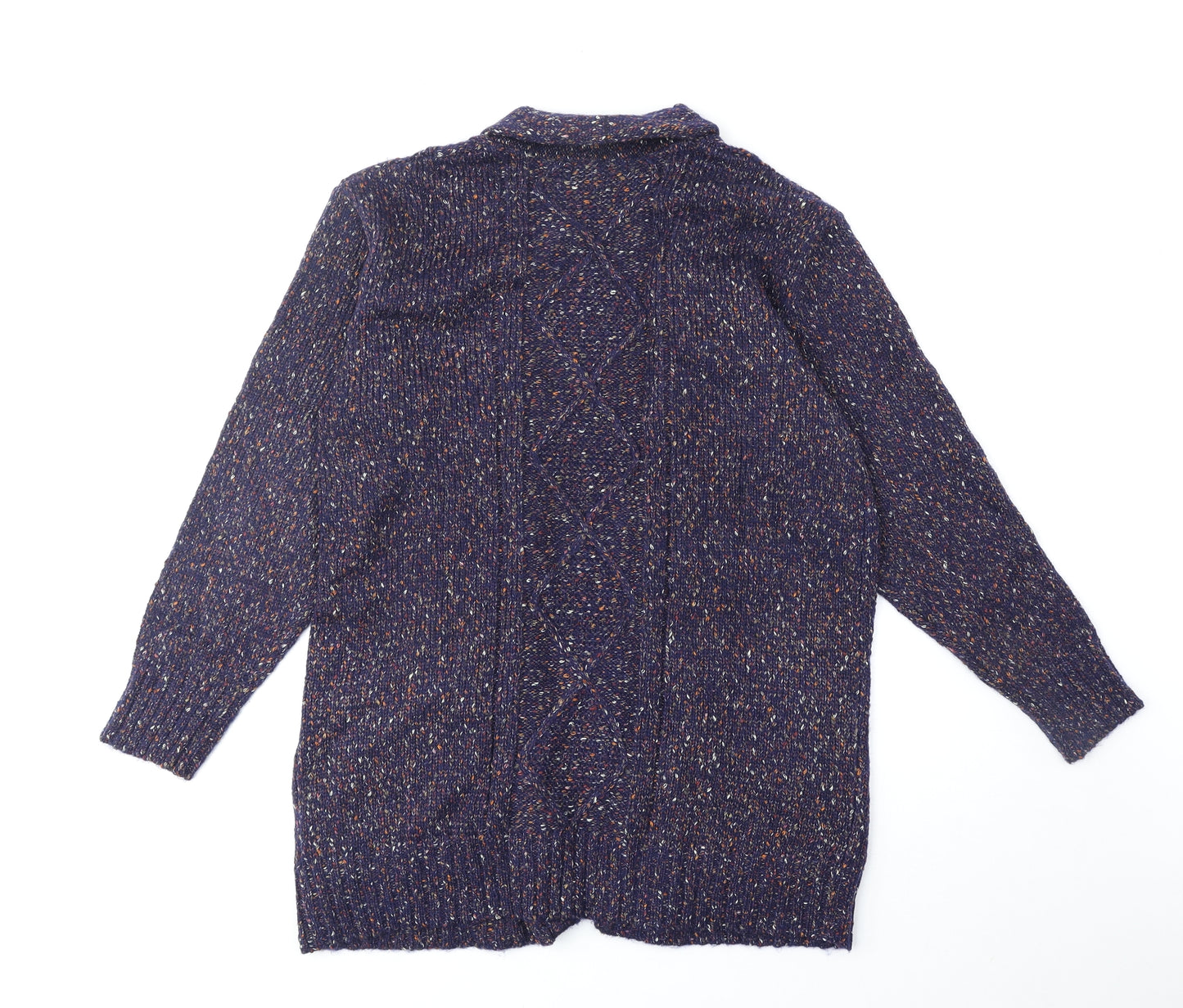 ISLE Womens Blue V-Neck Polyester Cardigan Jumper Size 14