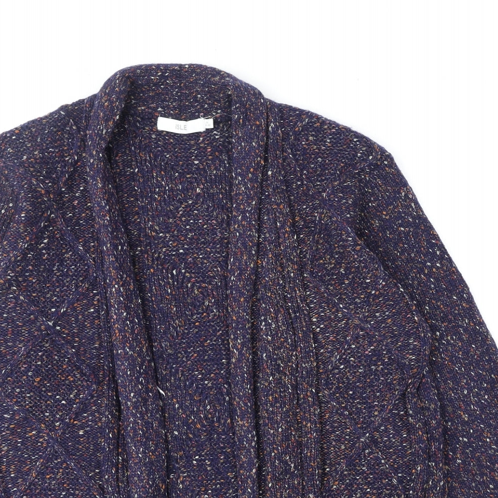ISLE Womens Blue V-Neck Polyester Cardigan Jumper Size 14