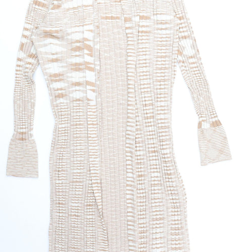 COTTON: ON Womens Beige V-Neck Viscose Cardigan Jumper Size L