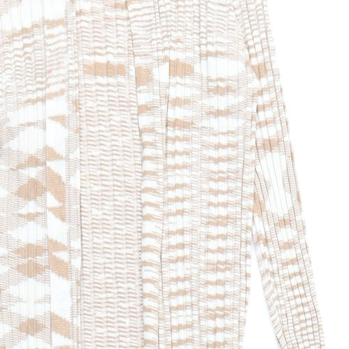 COTTON: ON Womens Beige V-Neck Viscose Cardigan Jumper Size L