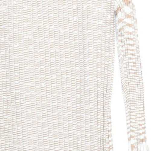 COTTON: ON Womens Beige V-Neck Viscose Cardigan Jumper Size L