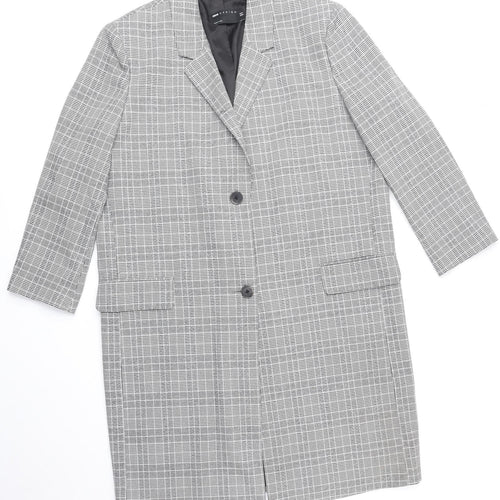 ASOS Womens Grey Plaid Overcoat Coat Size 10 Button