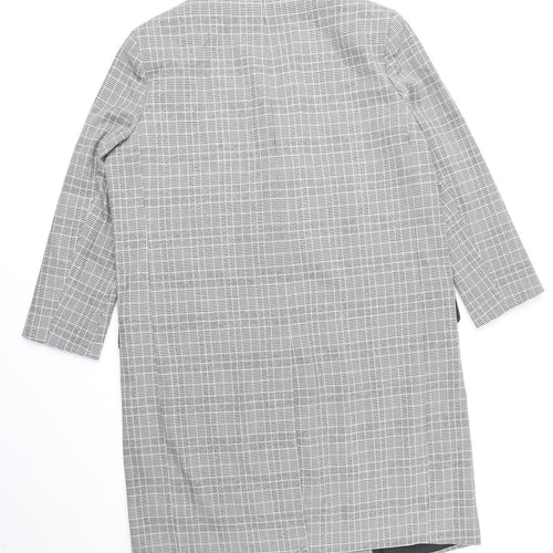 ASOS Womens Grey Plaid Overcoat Coat Size 10 Button