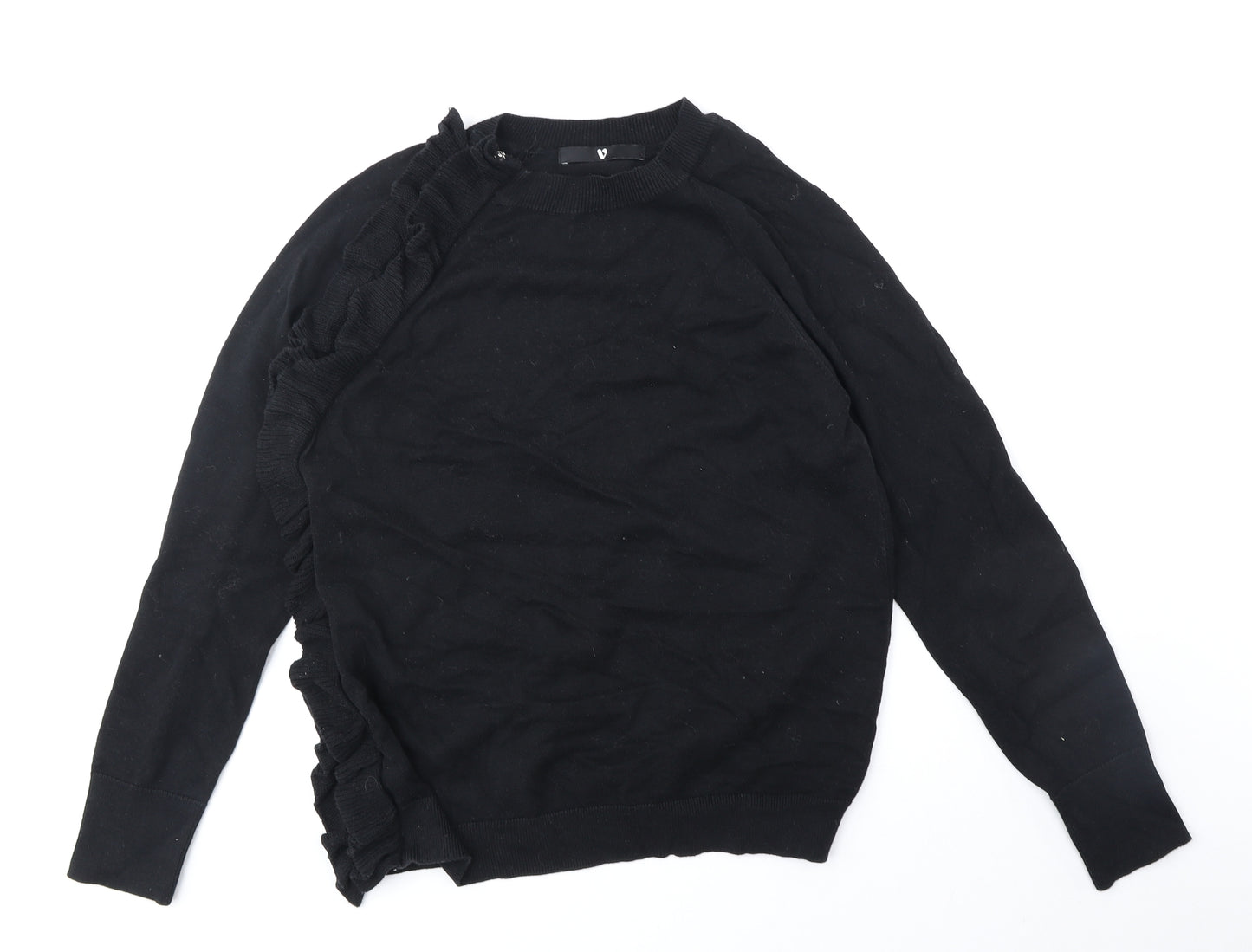 By Very Womens Black Round Neck Viscose Pullover Jumper Size 12