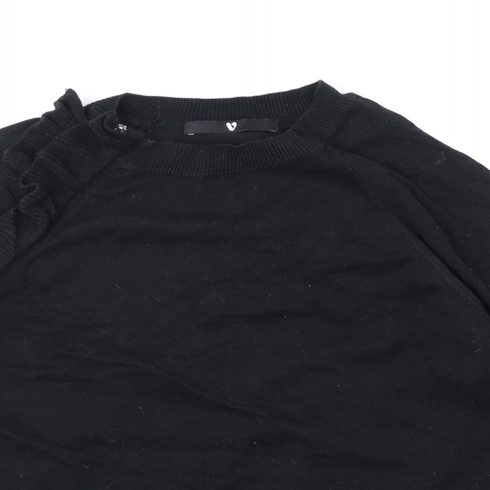 By Very Womens Black Round Neck Viscose Pullover Jumper Size 12