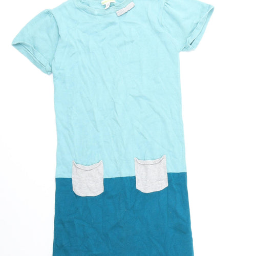 Vertbaudet Girls Blue Round Neck Polyester Tunic Jumper Size 10 Years Pullover