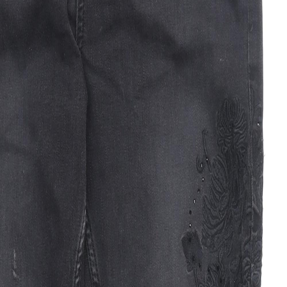 Marks and Spencer Womens Black Cotton Skinny Jeans Size 14 Regular Zip