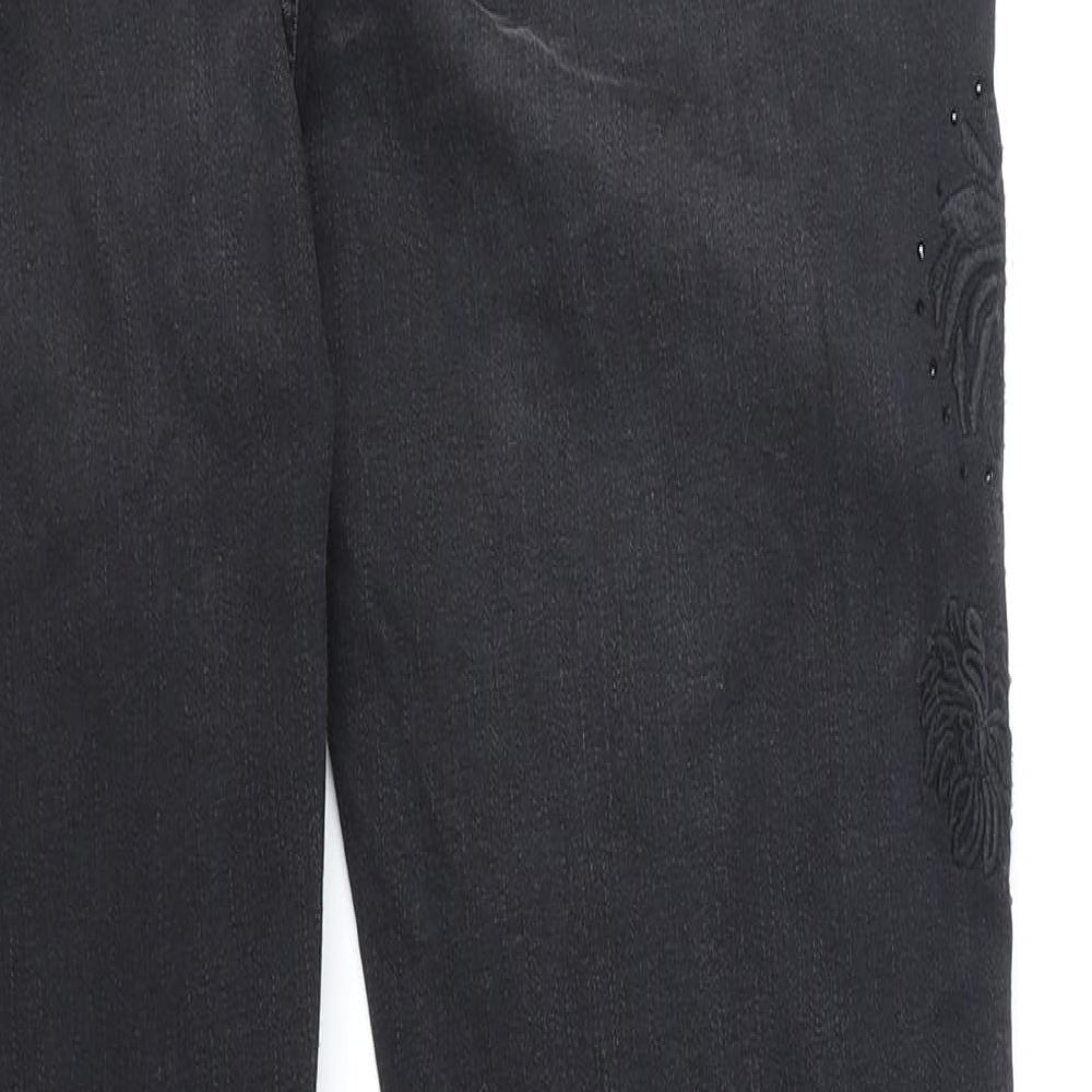 Marks and Spencer Womens Black Cotton Skinny Jeans Size 14 Regular Zip