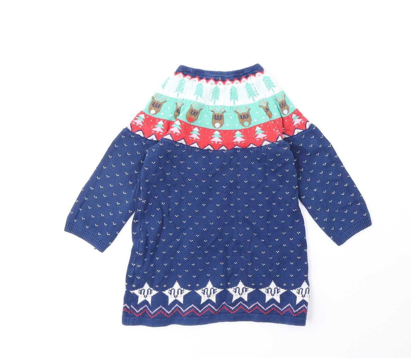 TU Girls Blue Round Neck Cotton Pullover Jumper Size 2-3 Years Pullover - Christmas