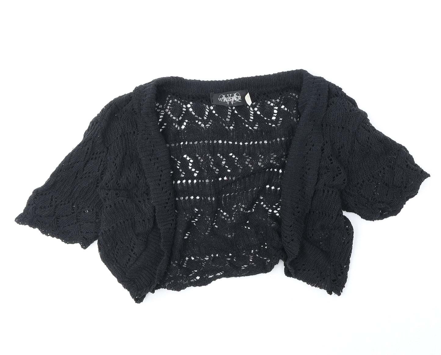 Whisper Womens Black V-Neck Acrylic Cardigan Jumper Size S