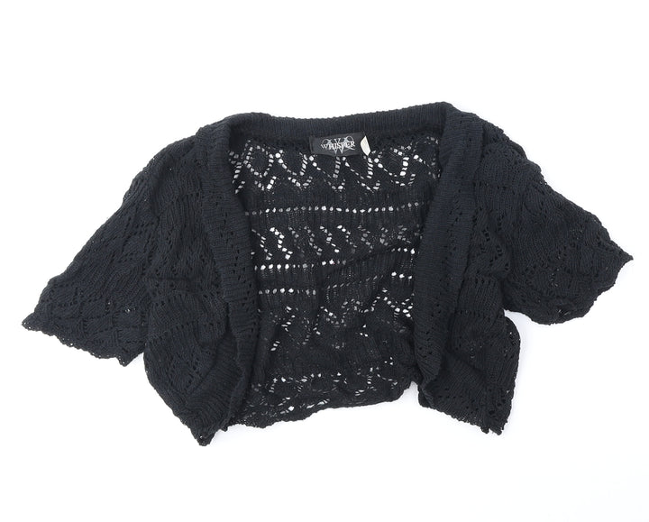 Whisper Womens Black V-Neck Acrylic Cardigan Jumper Size S