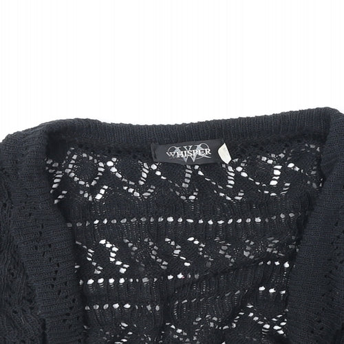 Whisper Womens Black V-Neck Acrylic Cardigan Jumper Size S