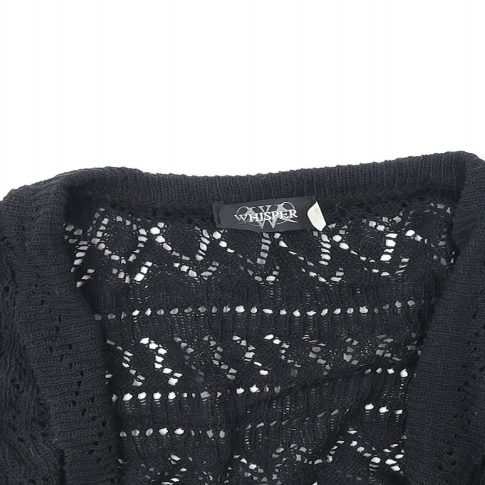Whisper Womens Black V-Neck Acrylic Cardigan Jumper Size S