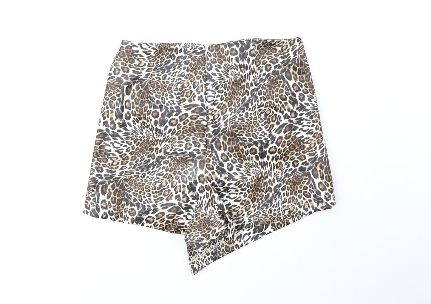 Preworn Womens Brown Animal Print Polyester Wrap Shorts Size 10 Regular Zip - Twist Detail