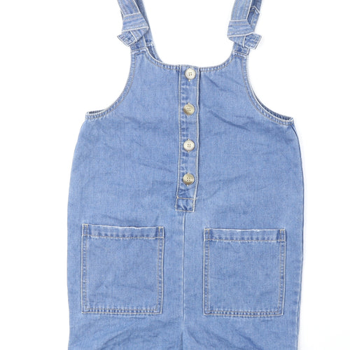 Nutmeg Girls Blue Cotton Dungaree One-Piece Size 12-13 Years Button