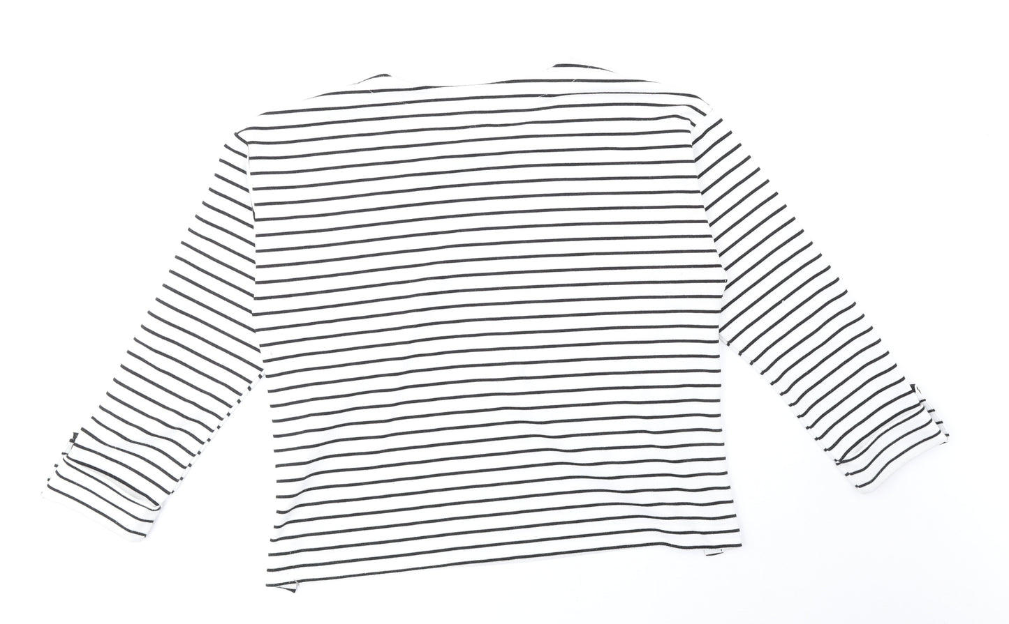 River Island Womens White Striped Polyester Basic Blouse Size 10 Scoop Neck
