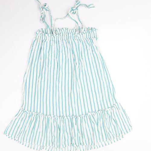 NEXT Womens Green Striped Viscose Trapeze & Swing Size 8 Square Neck Pullover