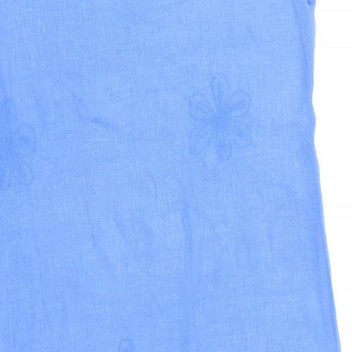 Elora Womens Blue Floral Polyester Basic Tank Size L Round Neck