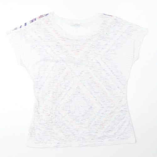 Marks and Spencer Womens Multicoloured Geometric Cotton Basic Blouse Size 10 Round Neck