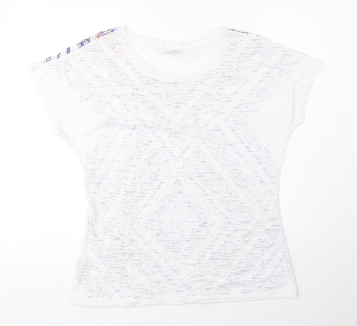 Marks and Spencer Womens Multicoloured Geometric Cotton Basic Blouse Size 10 Round Neck