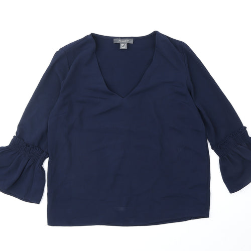 Primark Womens Blue Polyester Basic Blouse Size 8 V-Neck