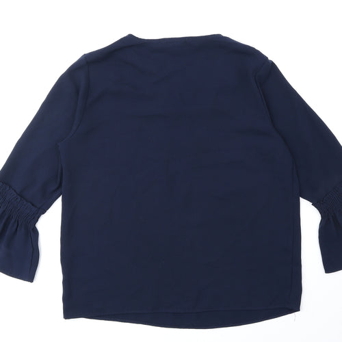 Primark Womens Blue Polyester Basic Blouse Size 8 V-Neck