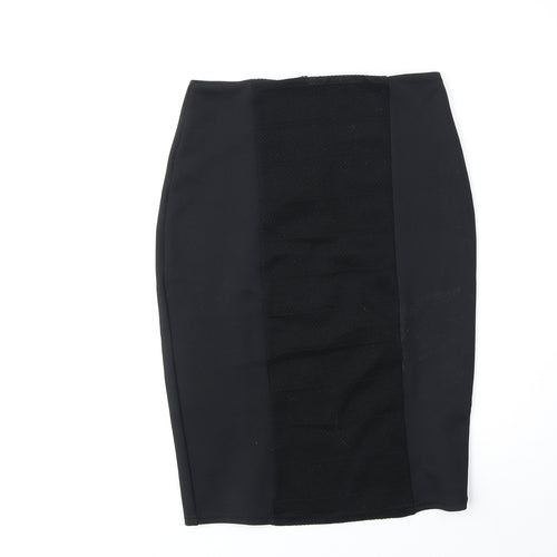 Miss Selfridge Womens Black Polyester Straight & Pencil Skirt Size 8 Zip