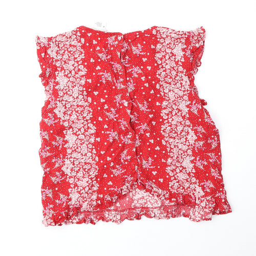 Cooperative Womens Red Floral Viscose Basic Blouse Size M Round Neck