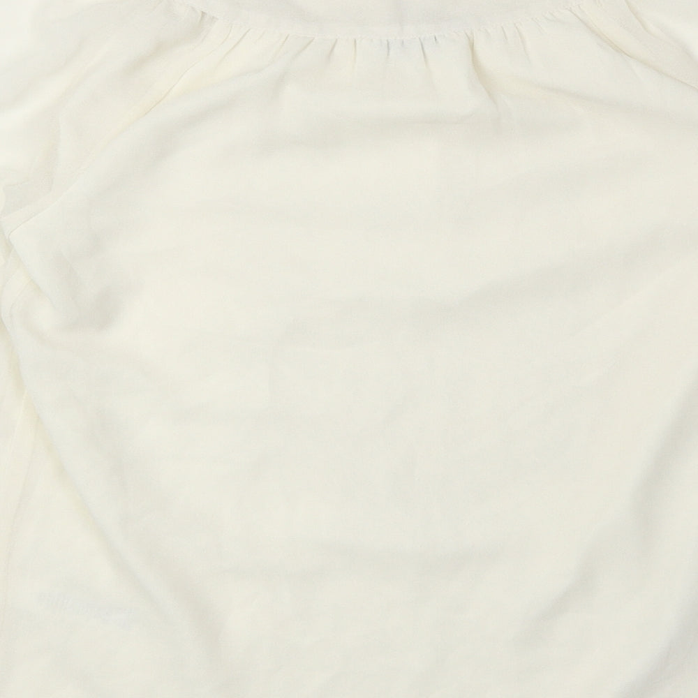 George Womens Ivory Geometric Polyester Basic Blouse Size 10 Round Neck